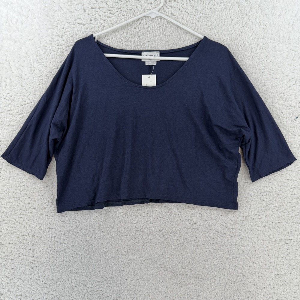 Allison Izu Hawaii Shirt Womens 2XS Blue 3/4 Dolman Sleeve Cropped Devon Top NWT
